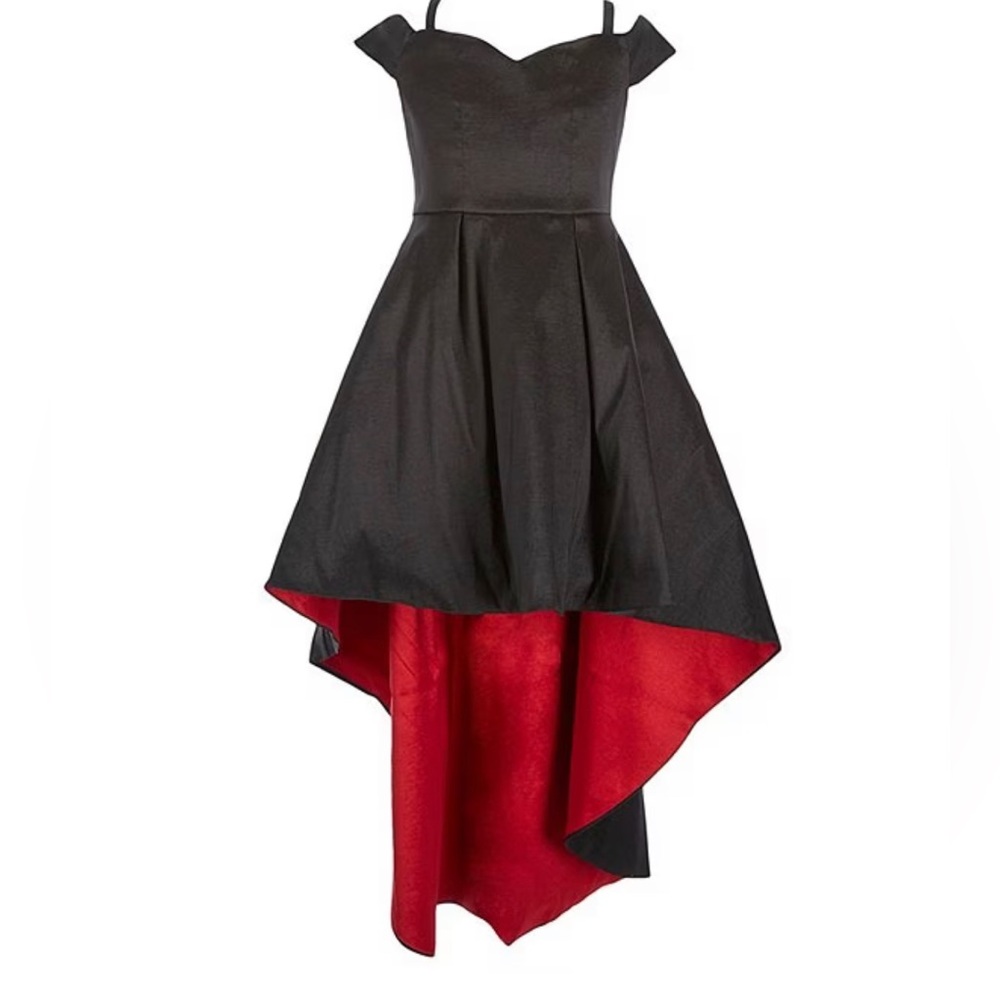 Girls size 12 Sweetheart Neck Cold Shoulder Taffeta High Low Dress